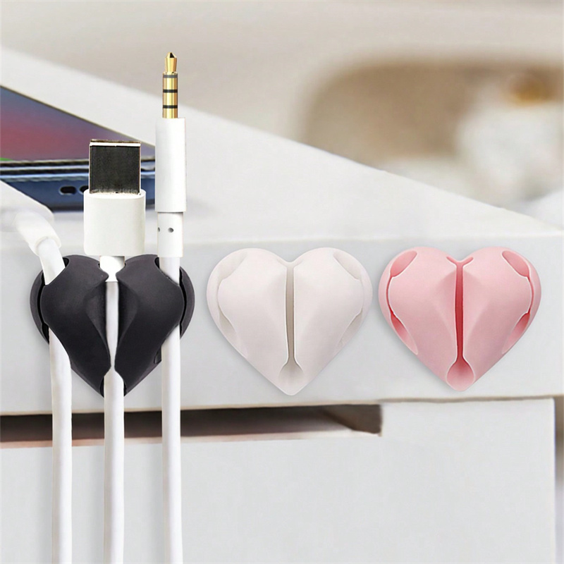 Pegboard Office Organizer - 2pcs Heart-Shaped Mini Cable Winder Organizer