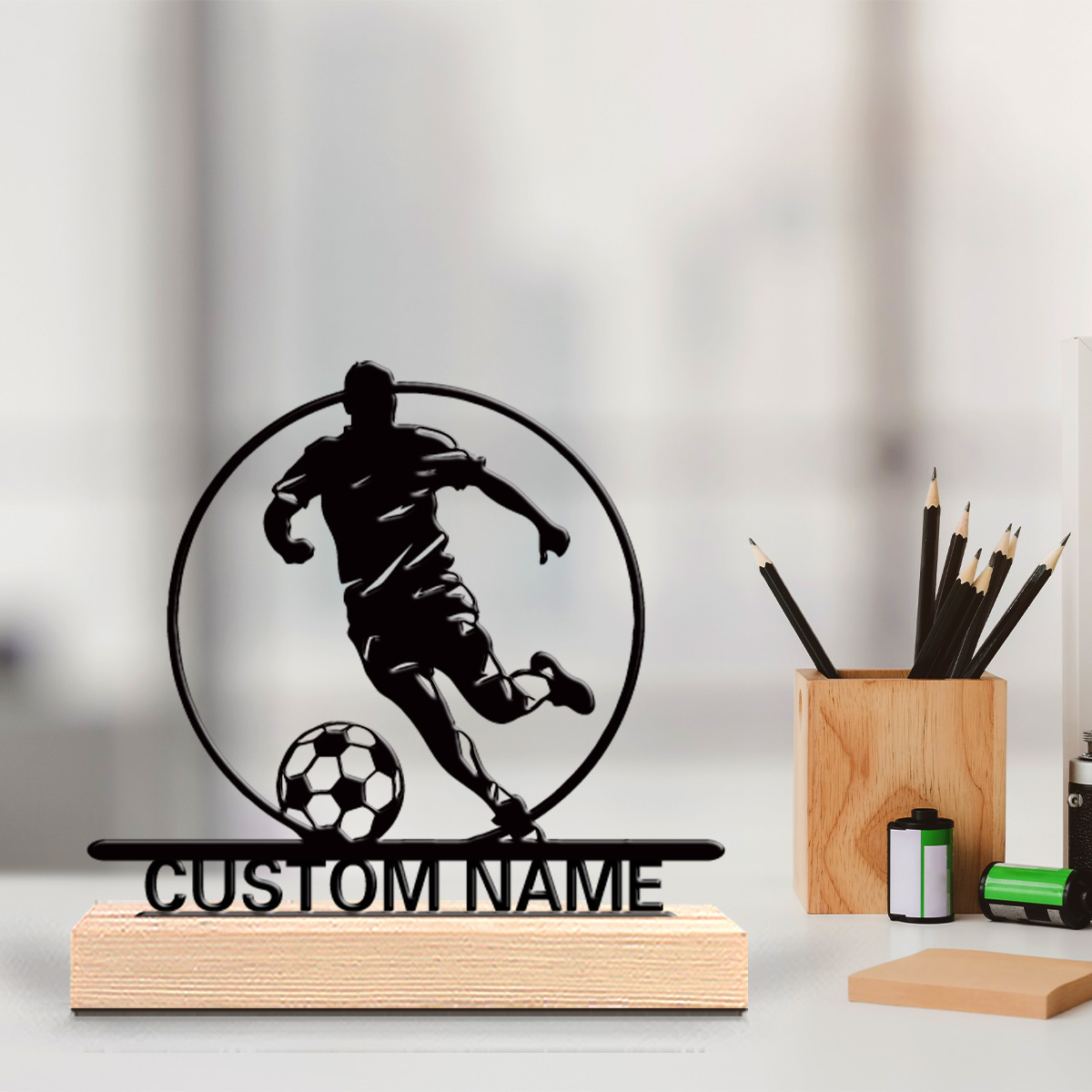 Office Furniture Home - Custom Soccer Player Metal Statue with