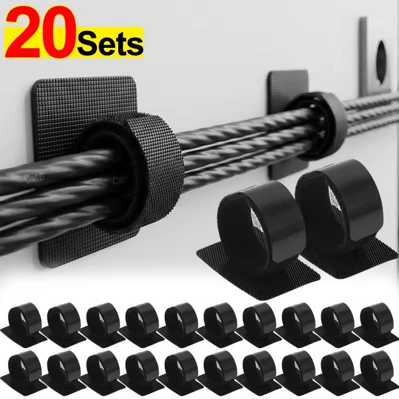 Pegboard Office Organizer - Adhesive Under Desk Cable Ties Wire