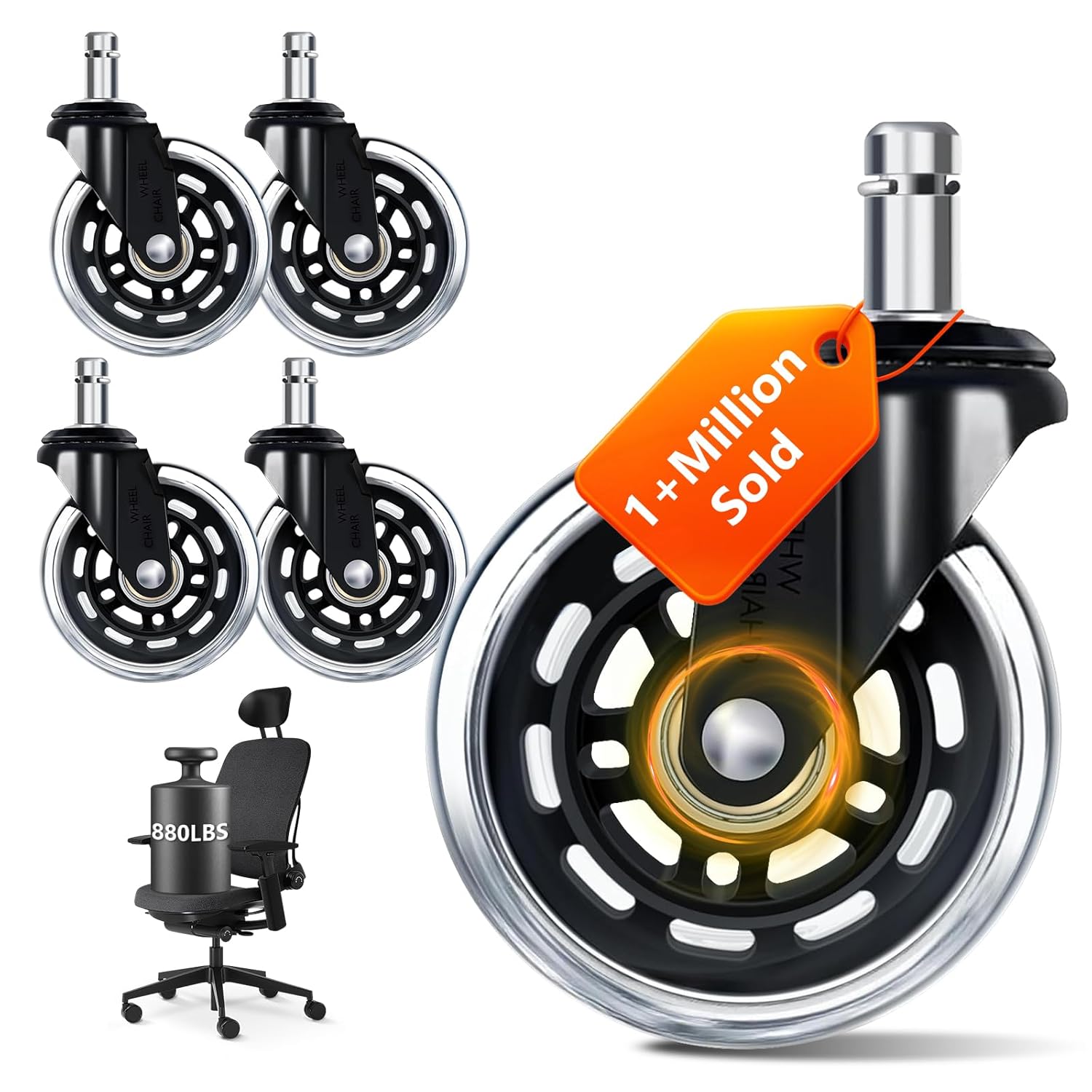 3 Inch Office Chair Wheels Set - Office Furniture Solutions ulasan dan harga