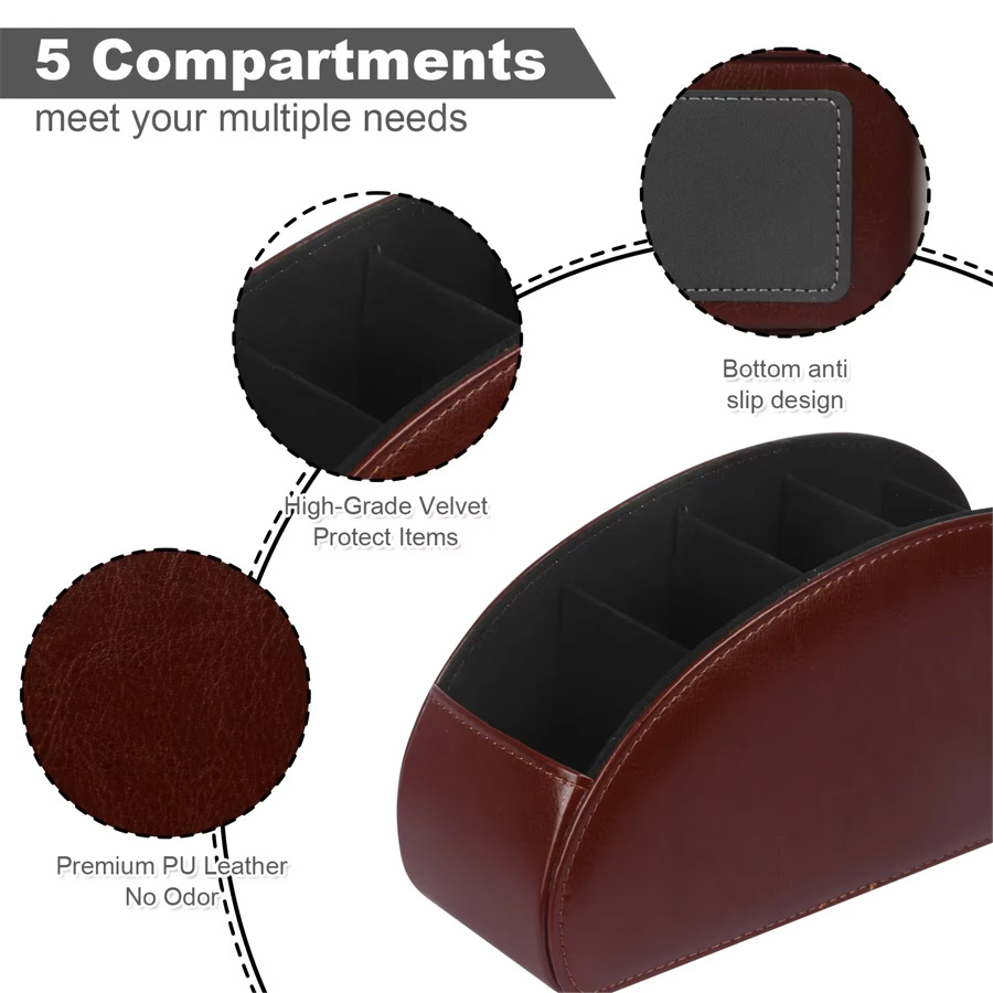 1Pc 5 Grid PU Leather Desktop  - Pegboard Office Organizer ulasan dan harga