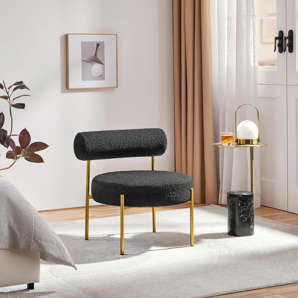 Elegant Vanity Chair with Gold - Office Furniture Home ulasan dan harga