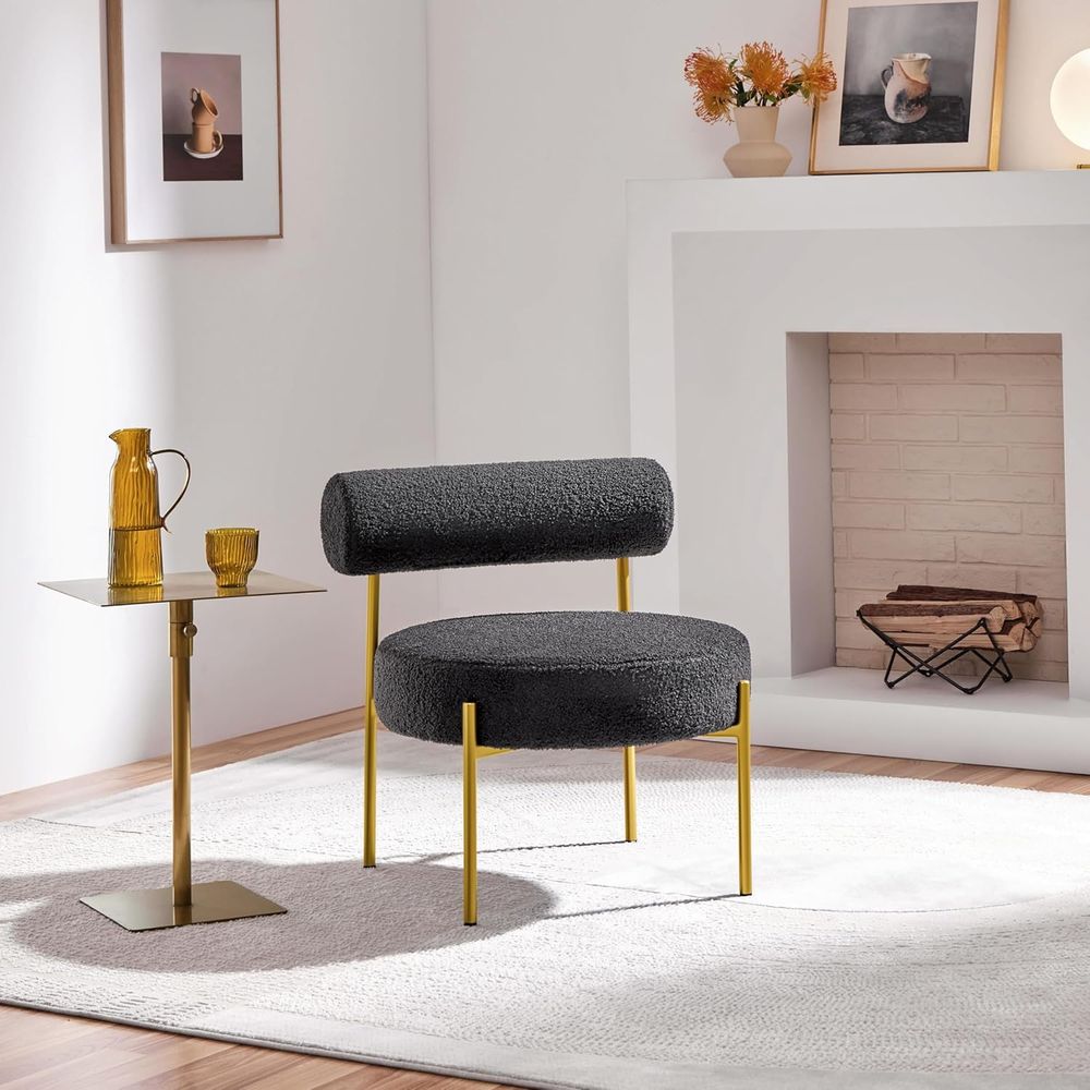 Elegant Vanity Chair with Gold - Office Furniture Home ulasan dan harga